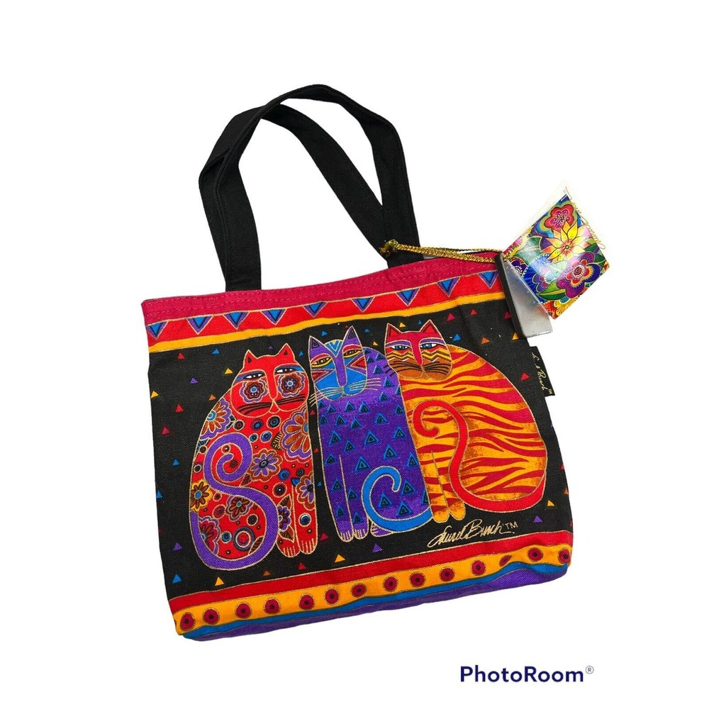 Laurel Burch Feline Cat Colorful purse Tote Lunch Travel Small NWT